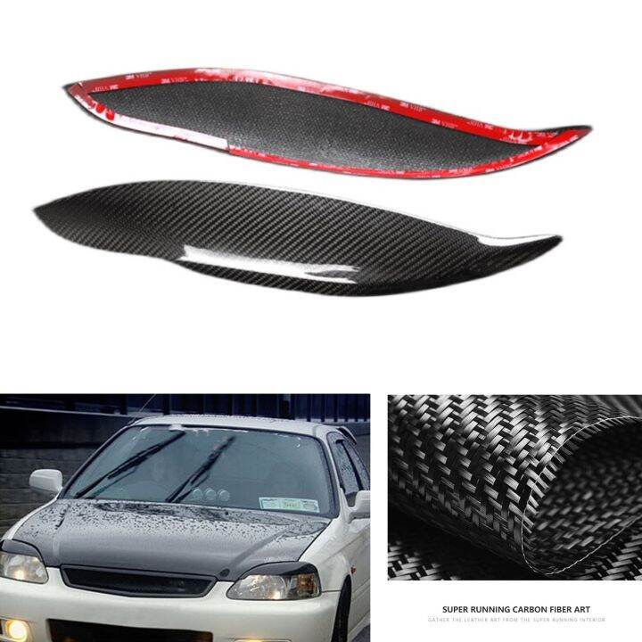 Carbon Fiber Car Front Head Light Lamp Cover Trim Headlight Eyelid