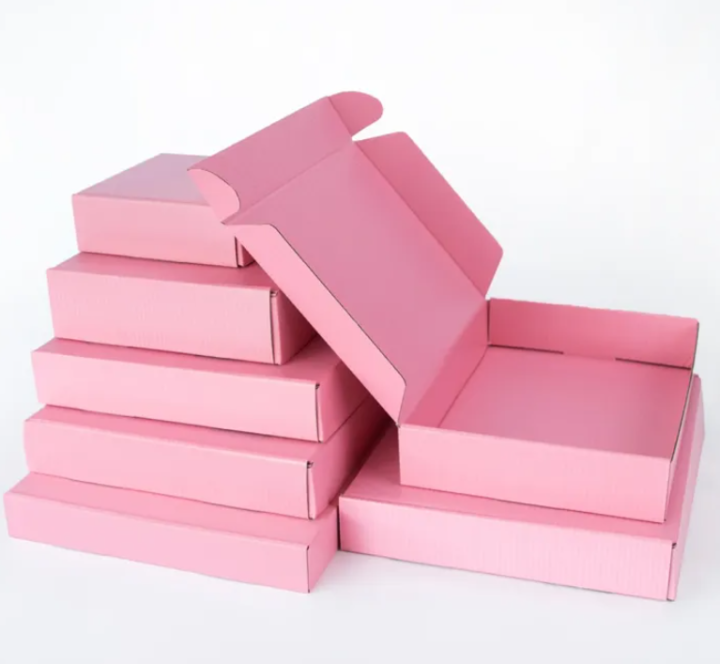 Pcs Full Pink Corrugated Box Mailer Box Cardboard Pink Inside And