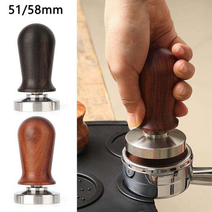 JCZX Coffee Tool Wood Stainless Steel Hand Tamper Flat Base Calibrated