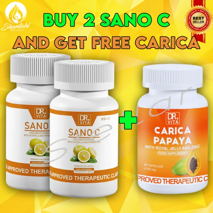 FREE CARICA PAPAYA 2 BOTTLES Dr Vita Sano C Barley Sodium Ascorbate