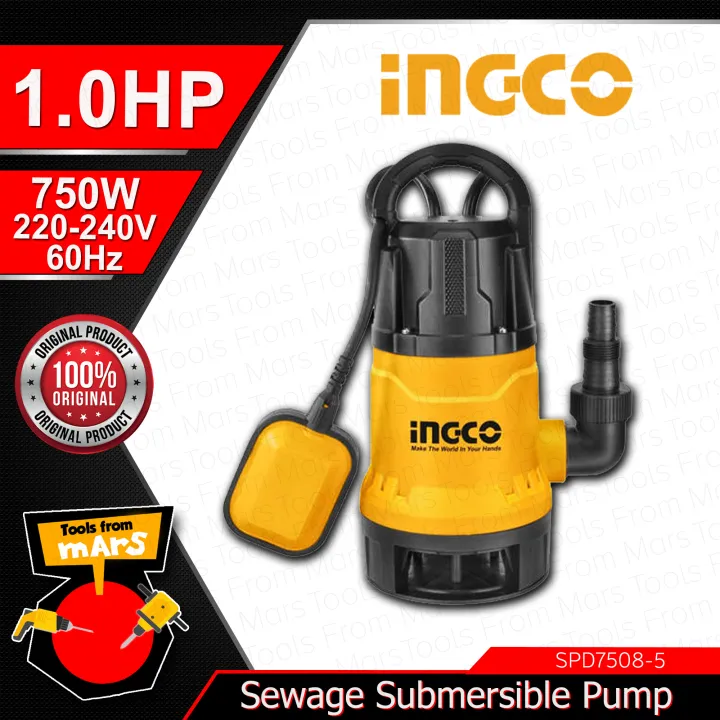 INGCO Sewage Submersible Pump 750W 1 0HP Submersible Water Transfer