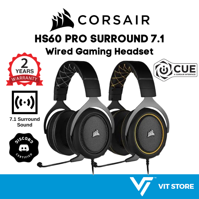 Corsair Hs Pro Surround Wired Gaming Headset Yellow Carbon Lazada