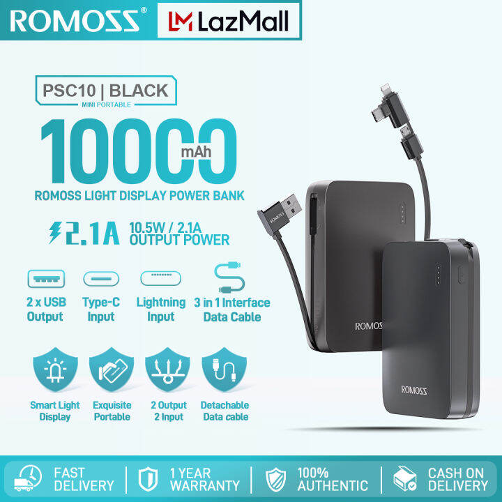 Romoss Psc Mah Portable Powerbank W A Uilt In Removable