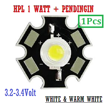 LED HPL 1 WATT PLUS PENDINGIN STAR PCB HIGH POWER LED SUPER BRIGHT