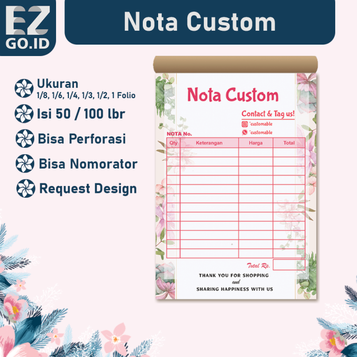 Nota Custom Cetak Buku Nota Kwitansi Surat Jalan Toko Online Shop