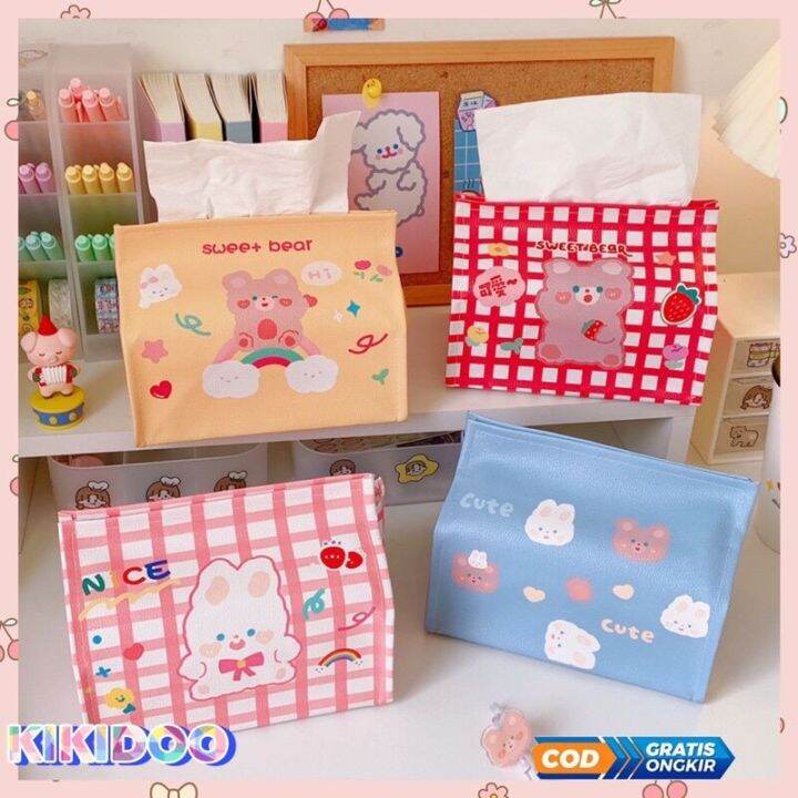 PREMIUM PU LEATHER KOREA TISSUE BOX KOTAK TISU KARAKTER IMUT KAWAII