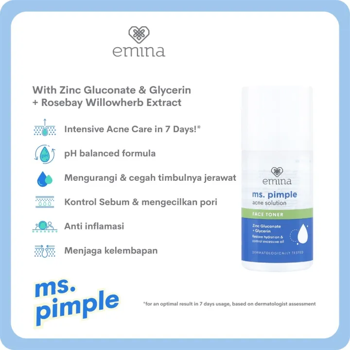 Emina Ms Pimple Acne Solution Face Toner Ml Toner Wajah Lazada