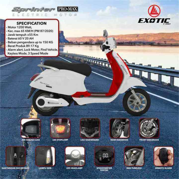 Motor Listrik Vespa Listrik Exotic Sprinter Pro Max Lazada Indonesia