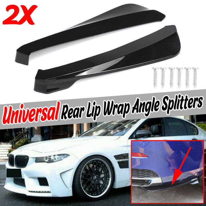 Pair Black Universal Car Rear Bumper Lip Diffuser Splitter Canard