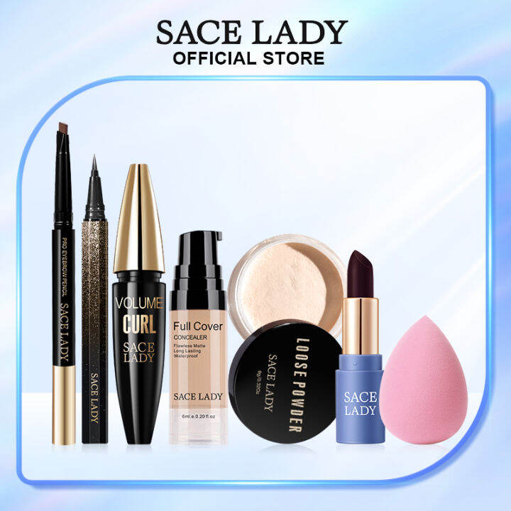 Sace Lady Pcs Full Make Up Set Loose Powder Waterproof Mascara