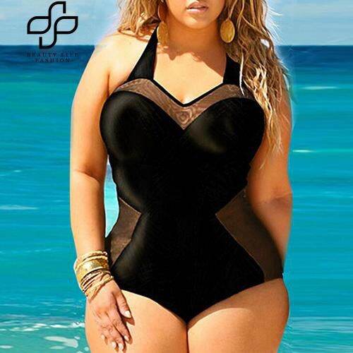 Codlife Women Sexy Plus Size Swimsuit Retro Padded One Piece Bikini