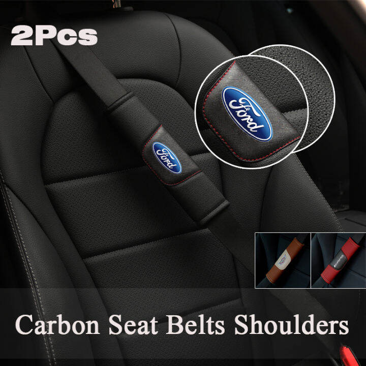 2 PCS Car Accessories Leather Shoulder Pads Car Safety Seat Belt Cover