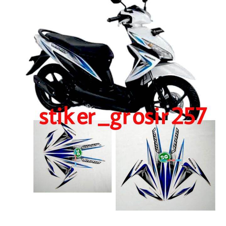 STIKER STRIPING LIS BODY MOTOR VARIO LED 110 FI 2014 WARNA PUTIH BIRU