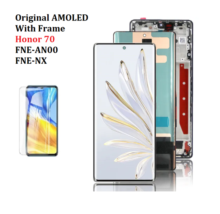 Original AMOLED With Frame For Honor 70 FNE AN00 NX LCD Display With