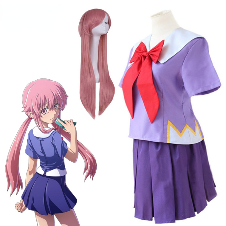 อะนเมะ2nd Mirai Nikki Gasai Yuno Lolita Sailor คอสเพลยเครองแตงกาย