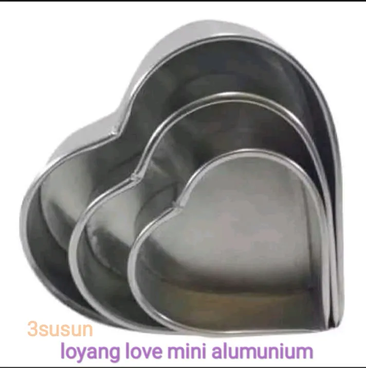 Loyang Love Mini Loyang Bolu Bentuk Love Susun Alumunium Lazada