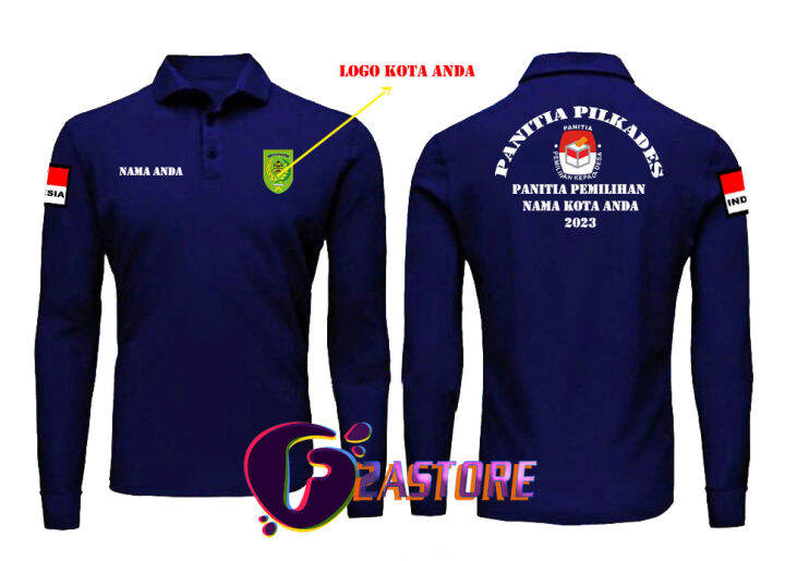 Baju Kaos Kerah Model POLO PANITIA PILKADES FREE NAMA KOTA DAN LOGO