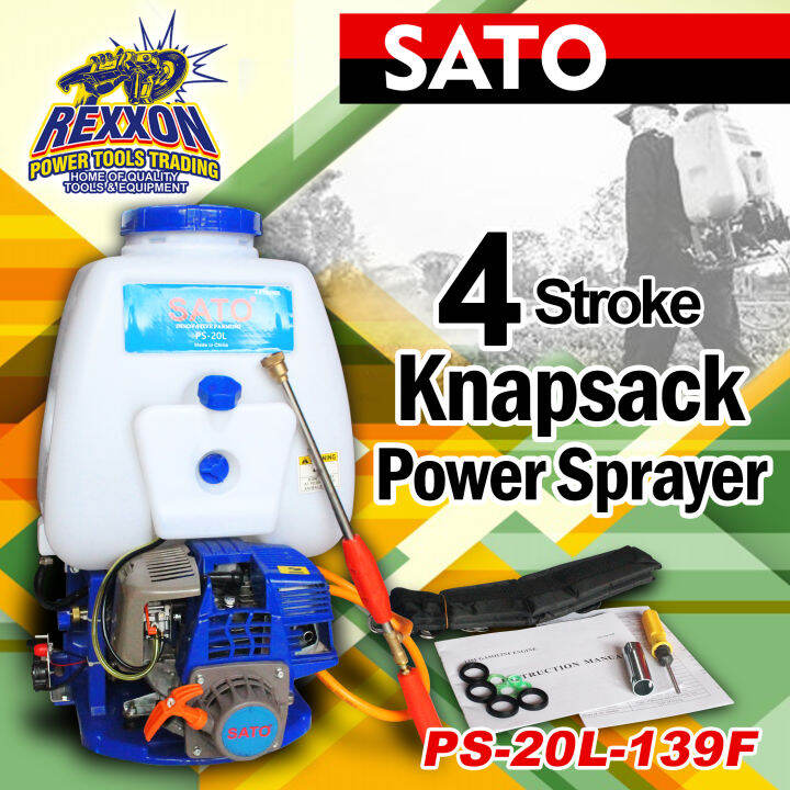 SATO 4 Stroke Knapsack Power Sprayer PS 20L 139F Rexxon Power Tools