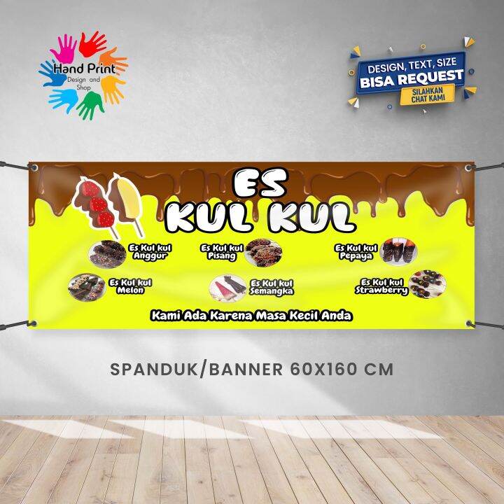 Spanduk Banner Es Kul Kul Buah Coklat Warna Kuning Makanan Minuman