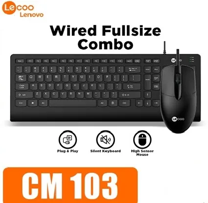 KEYBOARD MOUSE 2in1 USB LECOO รน CM103 Black by LENOVO ชดเมาส