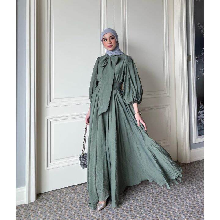 PREMIUM Gamis Pesta Muslimah Terbaru 2023 Polos Dress Viral Model