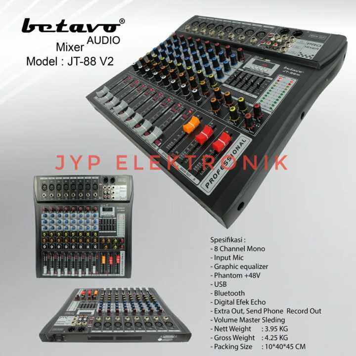 MIXER AUDIO BETAVO JT 88 V2 8 CHANNEL PROFESIONAL STEREO MIXING