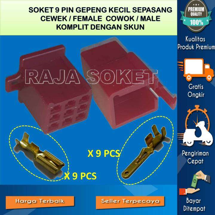 Isi 5 Set SOKET SOCKET CONNECTOR KONEKTOR MOTOR KABEL 9 PIN KECIL