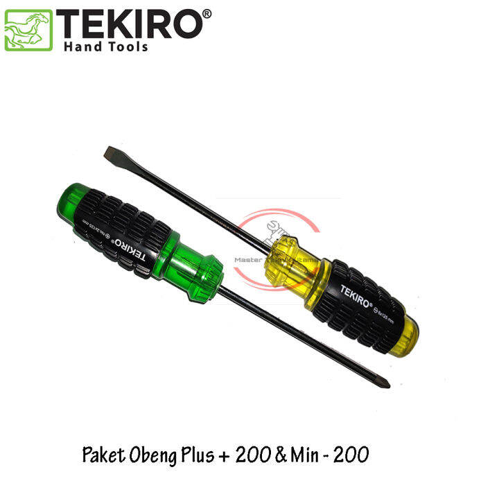 Paket 2pcs Tekiro 20cm Obeng Gagang Karet Plus Min Dengan Magnet Ph2 X