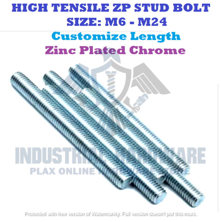 Zinc Plated Grade M M High Tensile Stud Bolt Threaded Rod