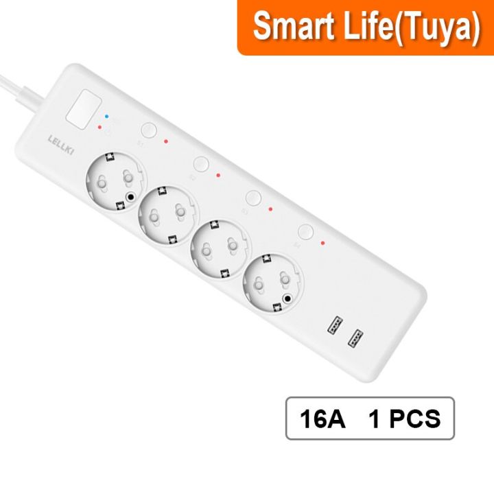 LELLKI Zigbee Power Strip Kr Usb Plug Tuya Smart Life Home Timer 16A