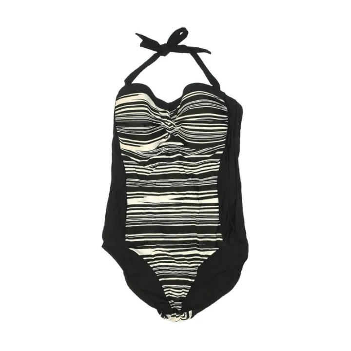 MERONA Halter Neck Striped One Piece Swimsuit Black Lazada PH