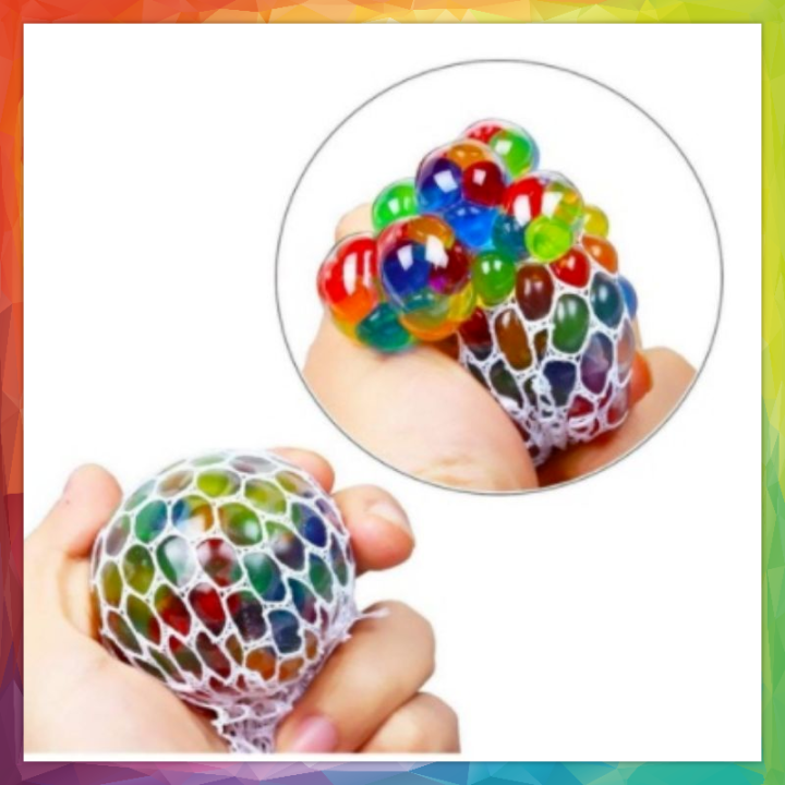 Squishy Rainbow Deluxe Mesh Deluxe Anti Stress Ball Bola Anggur