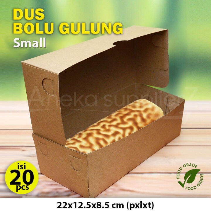 Box Dus Kotak Roll Cake Bolu Gulung KRAFT COKLAT S 20 Pcs