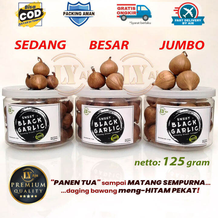 Bawang Hitam Tunggal Lanang Sweet Black Garlic 125 Gram LY Aja Ukuran