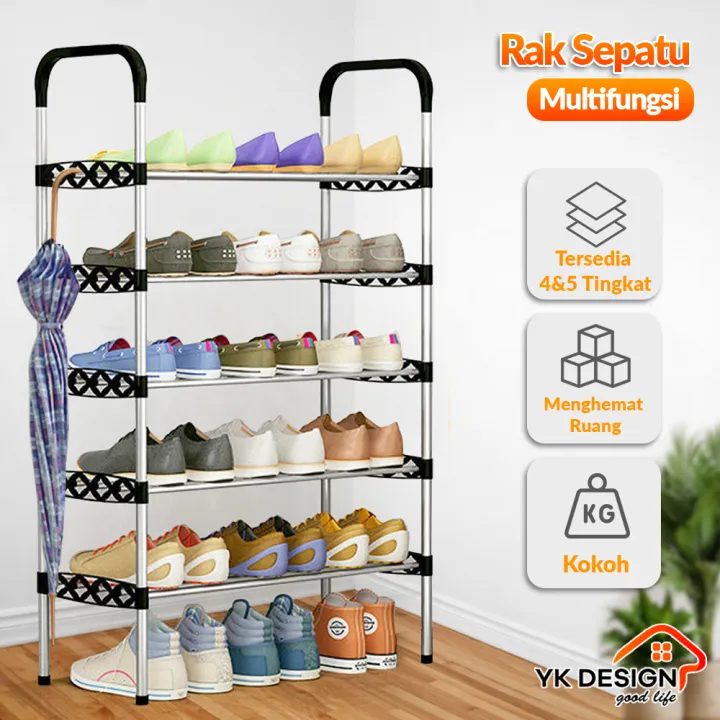 YK DESIGN Rak Sepatu 4 Susun Dan 5 Susun Rangka Besi YK 220 Lazada