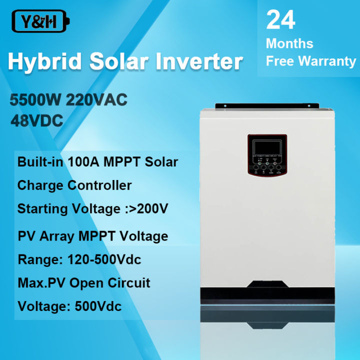 Y H 5 5KW Hybrid Solar Inverter MPPT 100A 500VDC PV Input 220VAC 48VDC