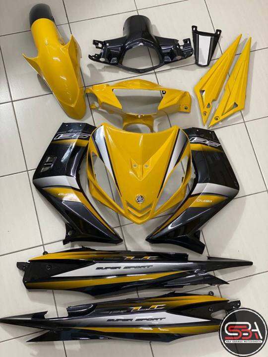 Coverset Bodyset Yamaha Lc Lc V Yellow Black Kuning Hitam Stripe