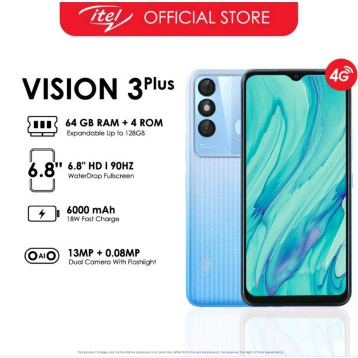 ITEL Vision 3 Plus Smart Phone LTE 64GB ROM 4GB RAM 6 82 HD Waterdrop