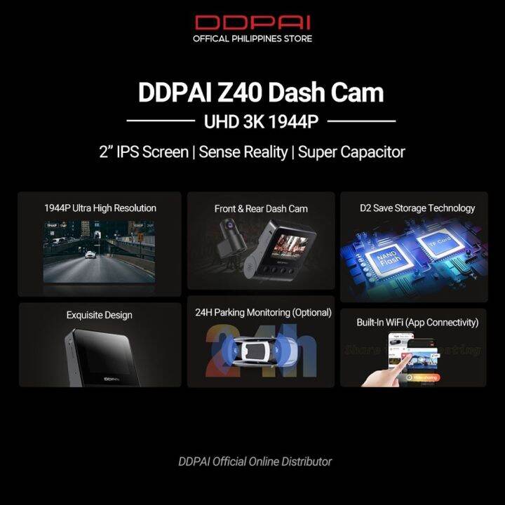 DDPAI Z40 Dash Cam 3K Dual Camera 1944p HD GPS Car Dashcam 140 24