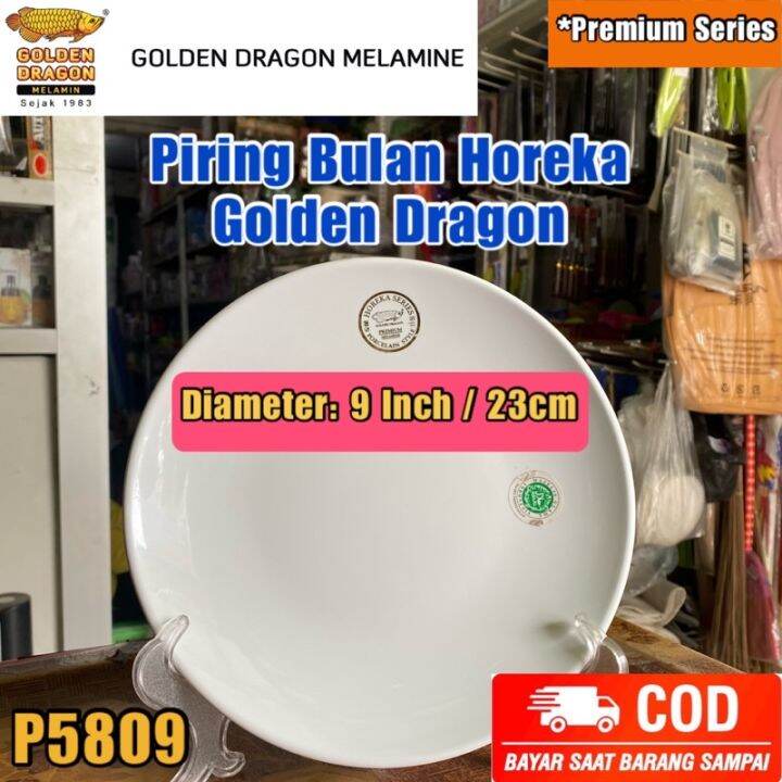 PIRING BULAN HOREKA GOLDEN DRAGON MELAMINE 23cm PREMIUM TEBAL Lazada