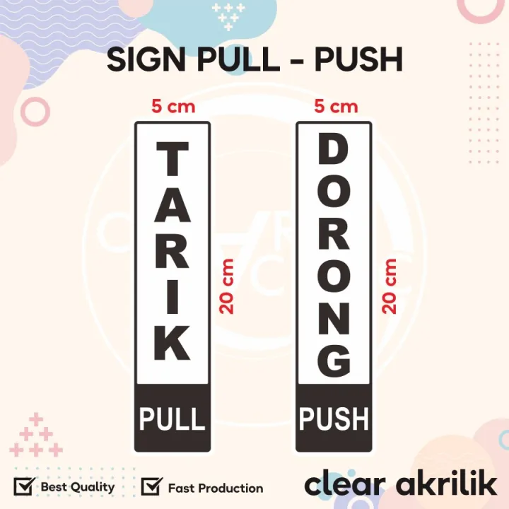 Sign Label Sticker Dorong Tarik Pintu Door Sign Pull Push Set