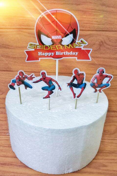 Topper Cake Hiasan Kue Kertas Karakter Spiderman Lazada Indonesia