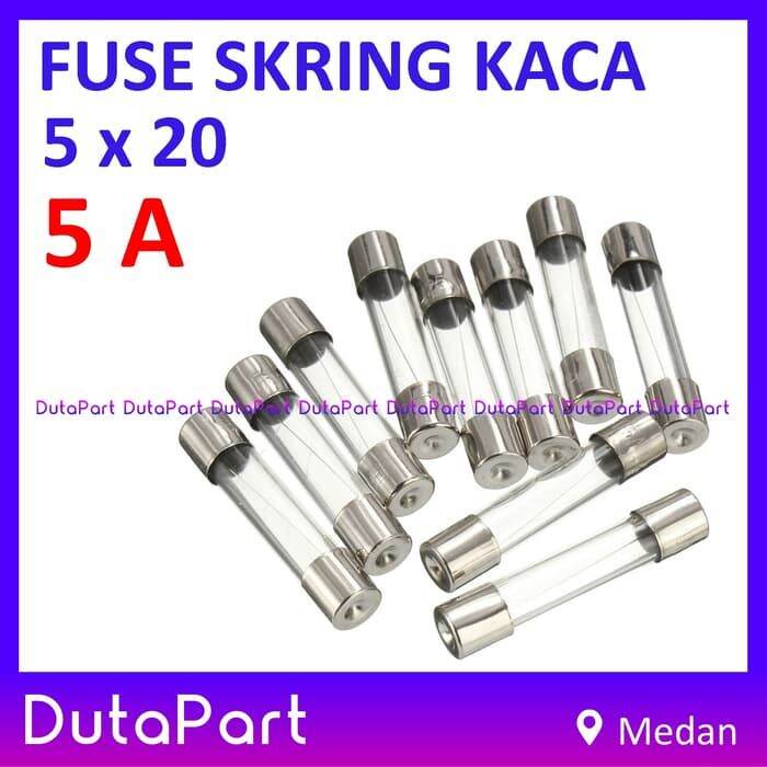 100 PCS Skring Fuse Kaca 5A Uk 5x20 Mm 250VAC Sekring Sekering 5 A