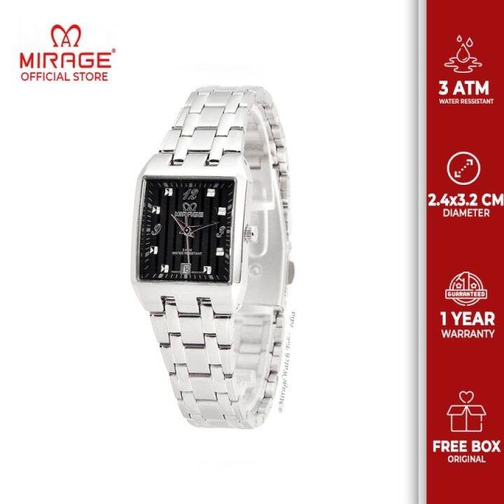 Miragewatch Jam Tangan Wanita Mirage Silver Model Segi Terlaris L