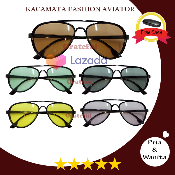 FREE CASE Kacamata Pilot TERBARU TERLARIS Lensa Full Color Warna