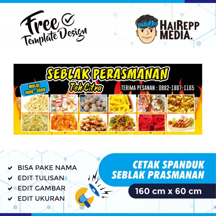 Spanduk Banner SEBLAK PRASMANAN Terbaru Bisa Custom Uk 160x60cm BISA