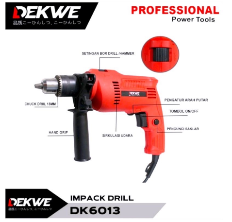 Dekwe Dk Mesin Bor Listrik Tembok Beton Kayu Besi Palu Impact Drill