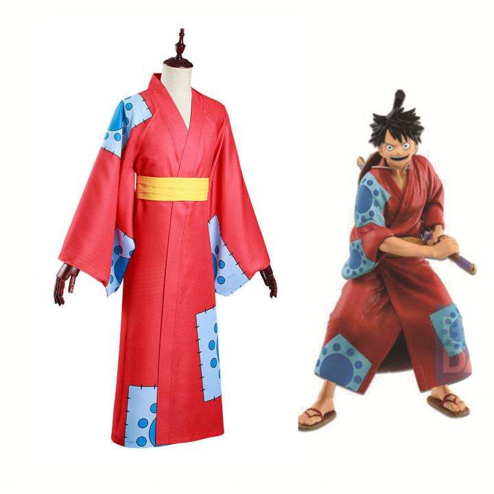 Anime Costume Wano Country Monkey D Luffy Cosplay Kimono For Man