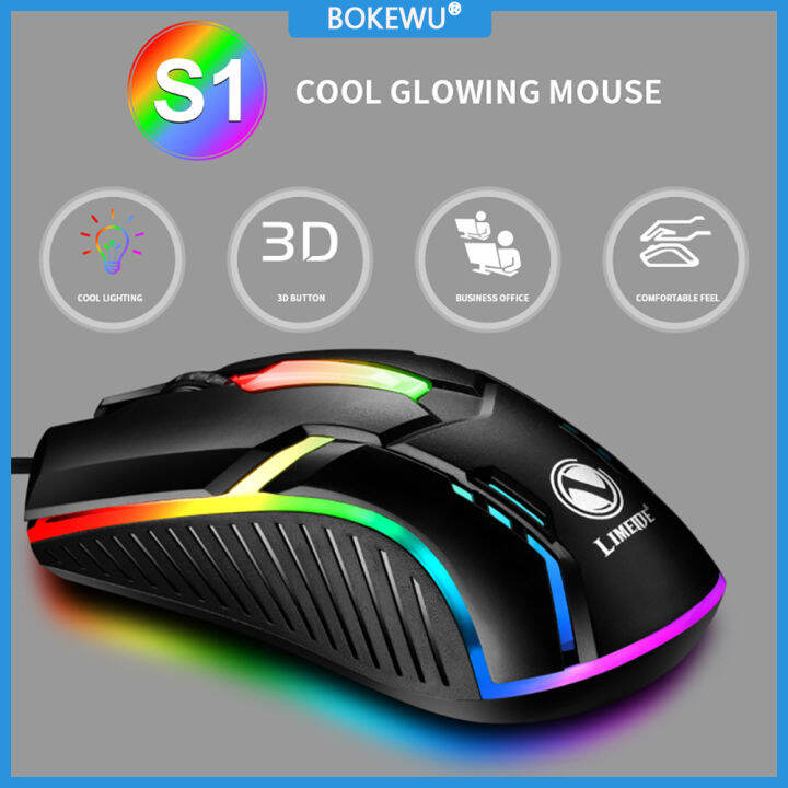 Bokewu Wired Gaming Mouse Usb Computer Mouse Rgb Mouse Gamer Ergonomic