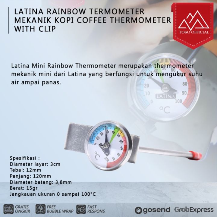 Latina Rainbow Mekanik Termometer Kopi Coffee Thermometer With Clip